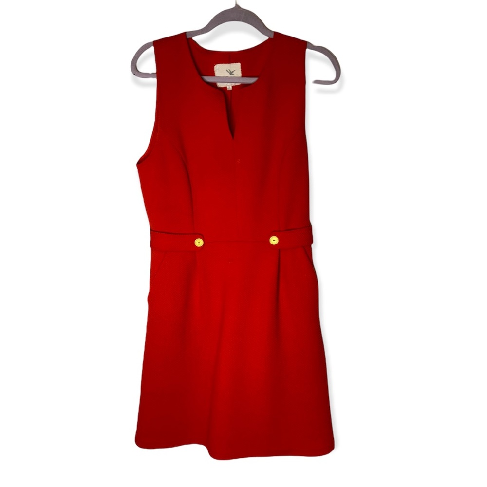 Anthropologie Tabitha 10 Sleeveless Fit & Flare Vneck Pocket Textured Knit Dress